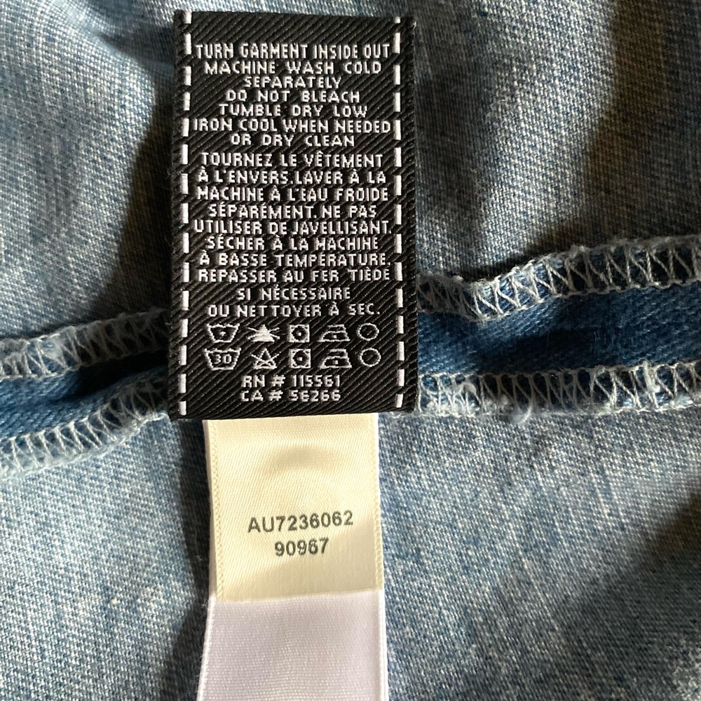 7 For All Mankind Blue Mini Denim Dress with Bow Detail - Picture 8 of 13